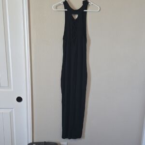 Black Sleeveless Maxi Dress With Front Crisscross Design